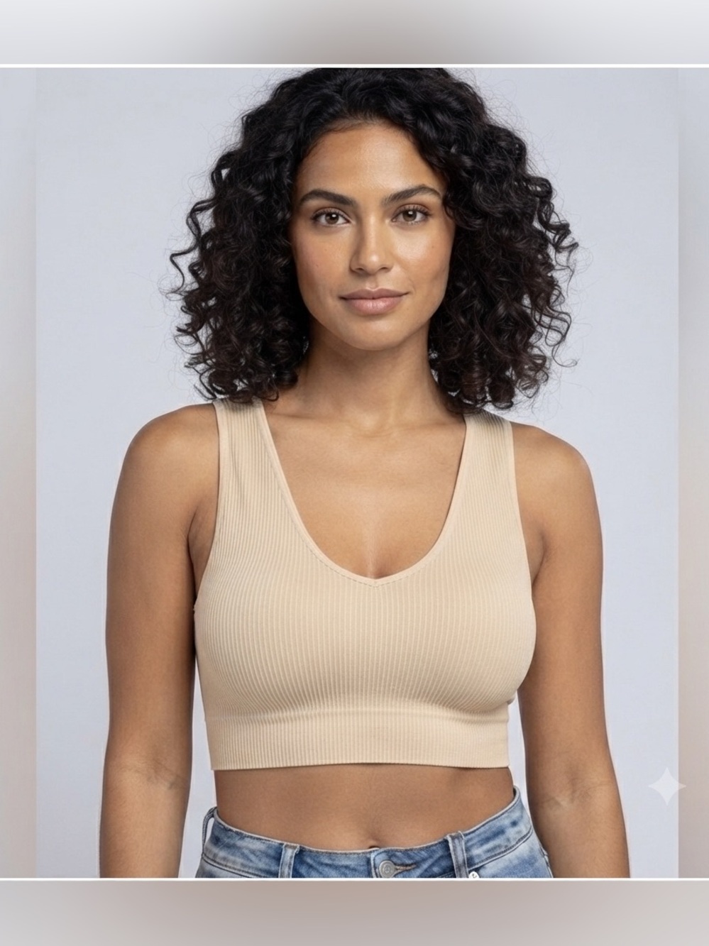 Ambiance Ribbed Beige Crop Top New With Tags Size M/L